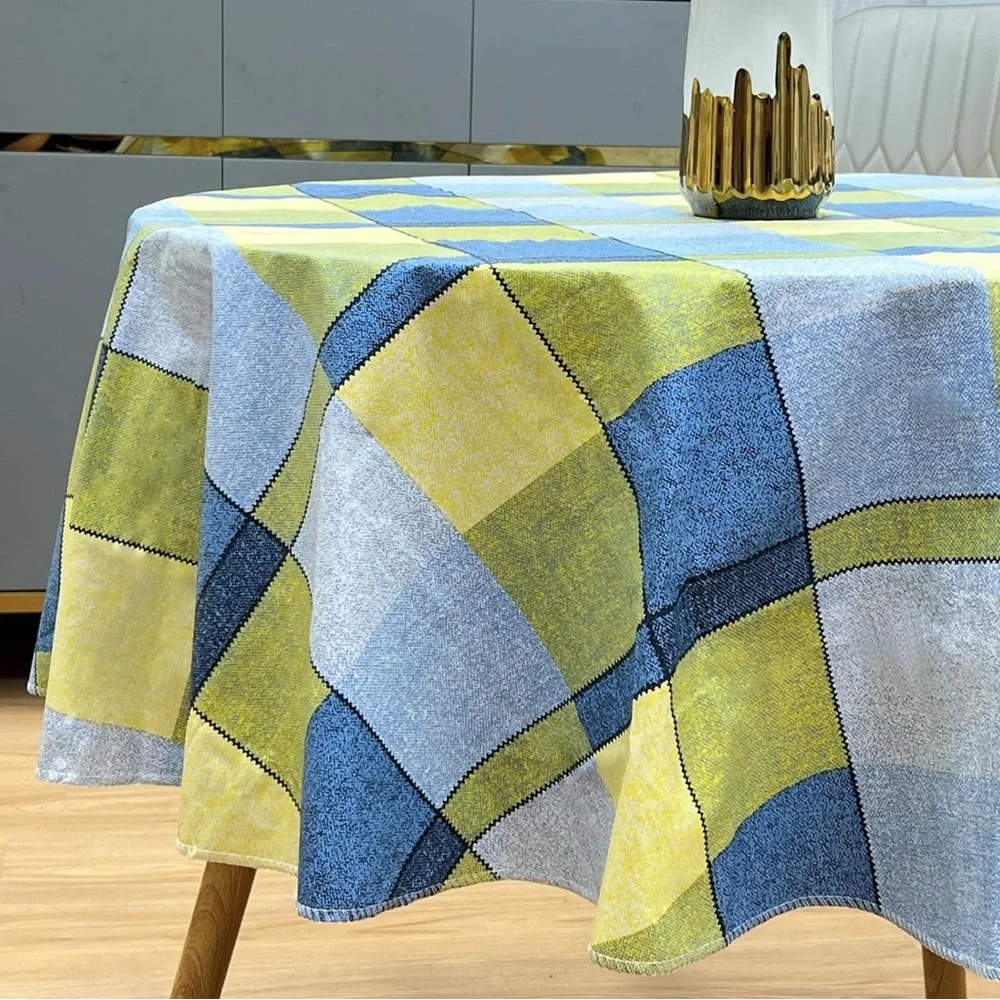 Vinyl Tablecloth with Flannel Backing -60” Round :Heavy-duty,100% Waterproof